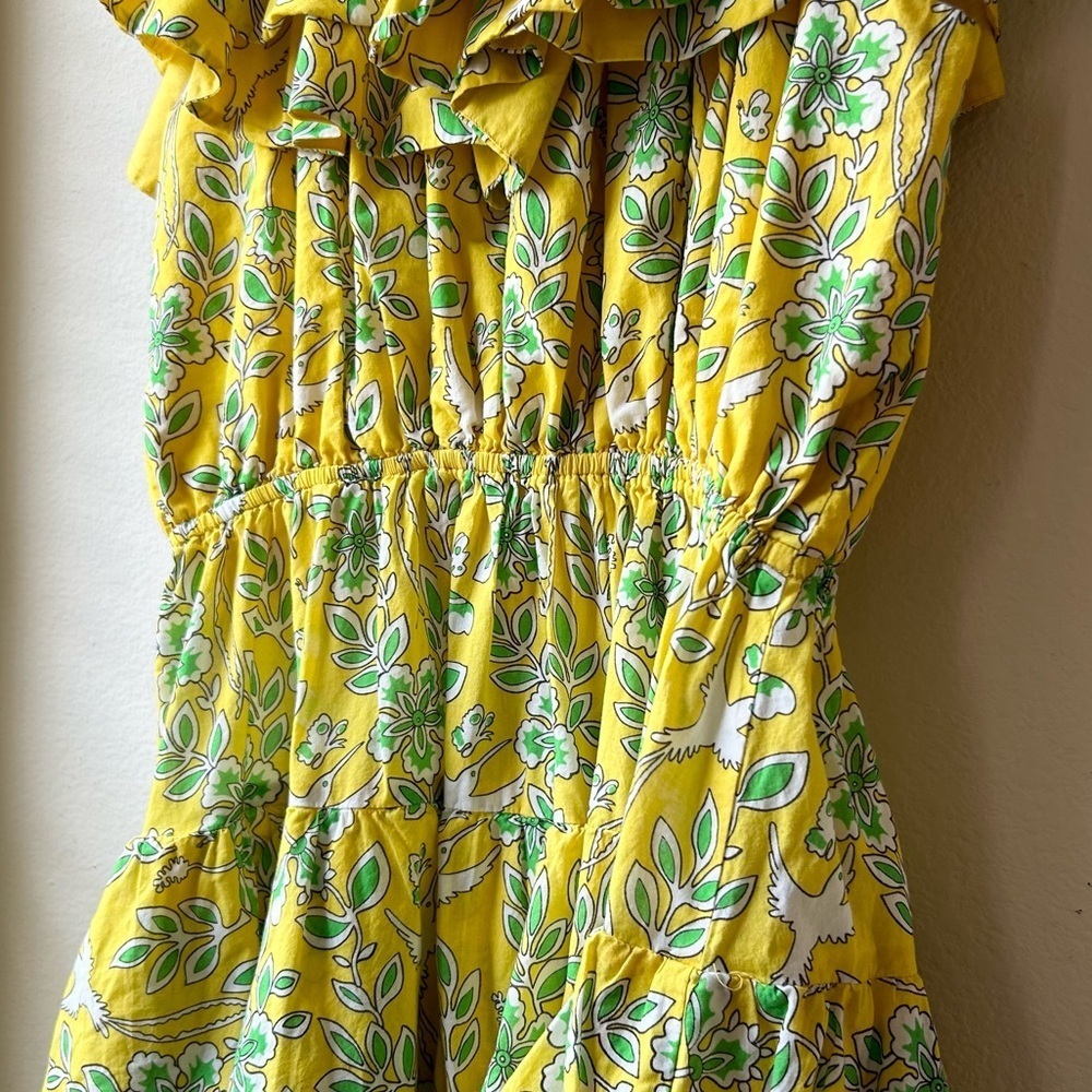 RHODE Yellow Floral Off-Shoulder Ruffle Mini Dress - Picture 12 of 16